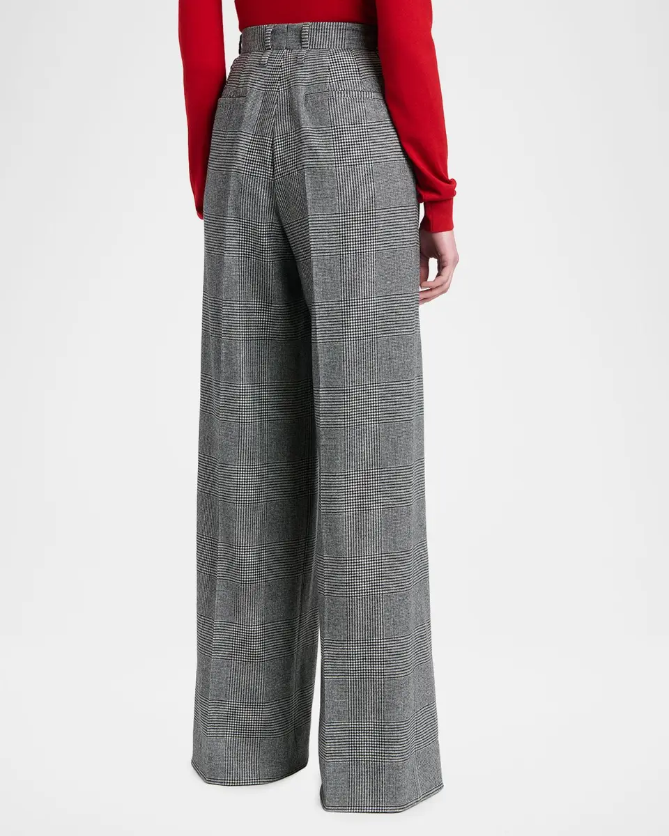Dolce & Gabbana Glen Plaid Cashmere-Wool Pleated Wide-Leg Trousers | Thumbnail 3 Dolce & Gabbana Glen Plaid Cashmere-Wool Pleated Wide-Leg Trousers | Thumbnail 3