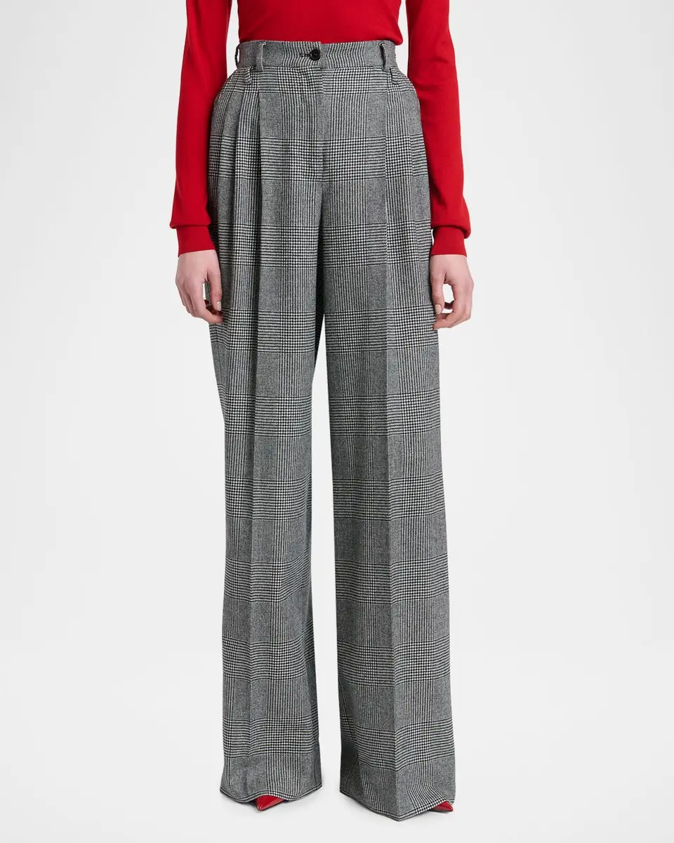 Dolce & Gabbana Glen Plaid Cashmere-Wool Pleated Wide-Leg Trousers | Thumbnail 4 Dolce & Gabbana Glen Plaid Cashmere-Wool Pleated Wide-Leg Trousers | Thumbnail 4