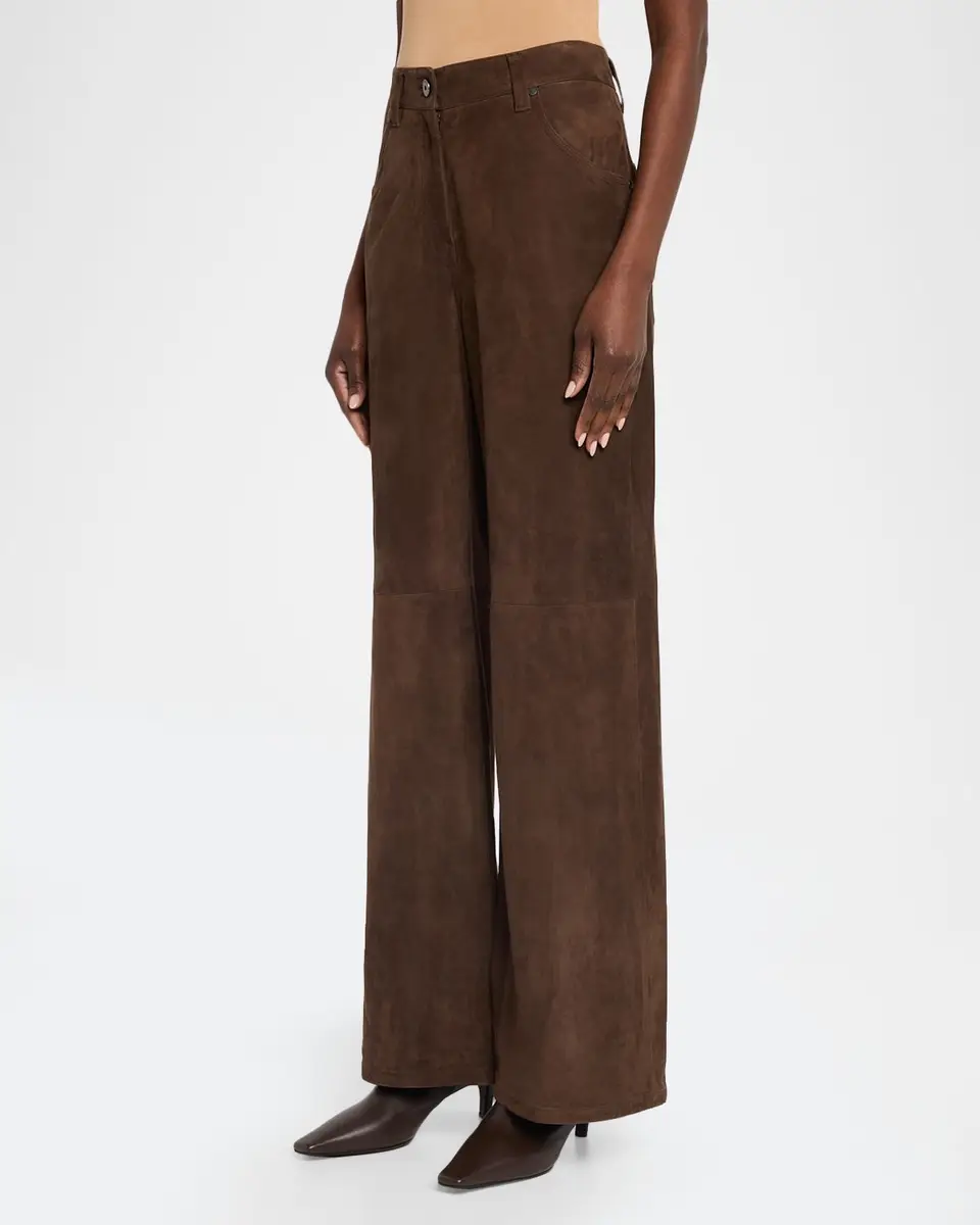 Brunello Cucinelli Suede Relaxed Straight-Leg Pants | Thumbnail 4 Brunello Cucinelli Suede Relaxed Straight-Leg Pants | Thumbnail 4