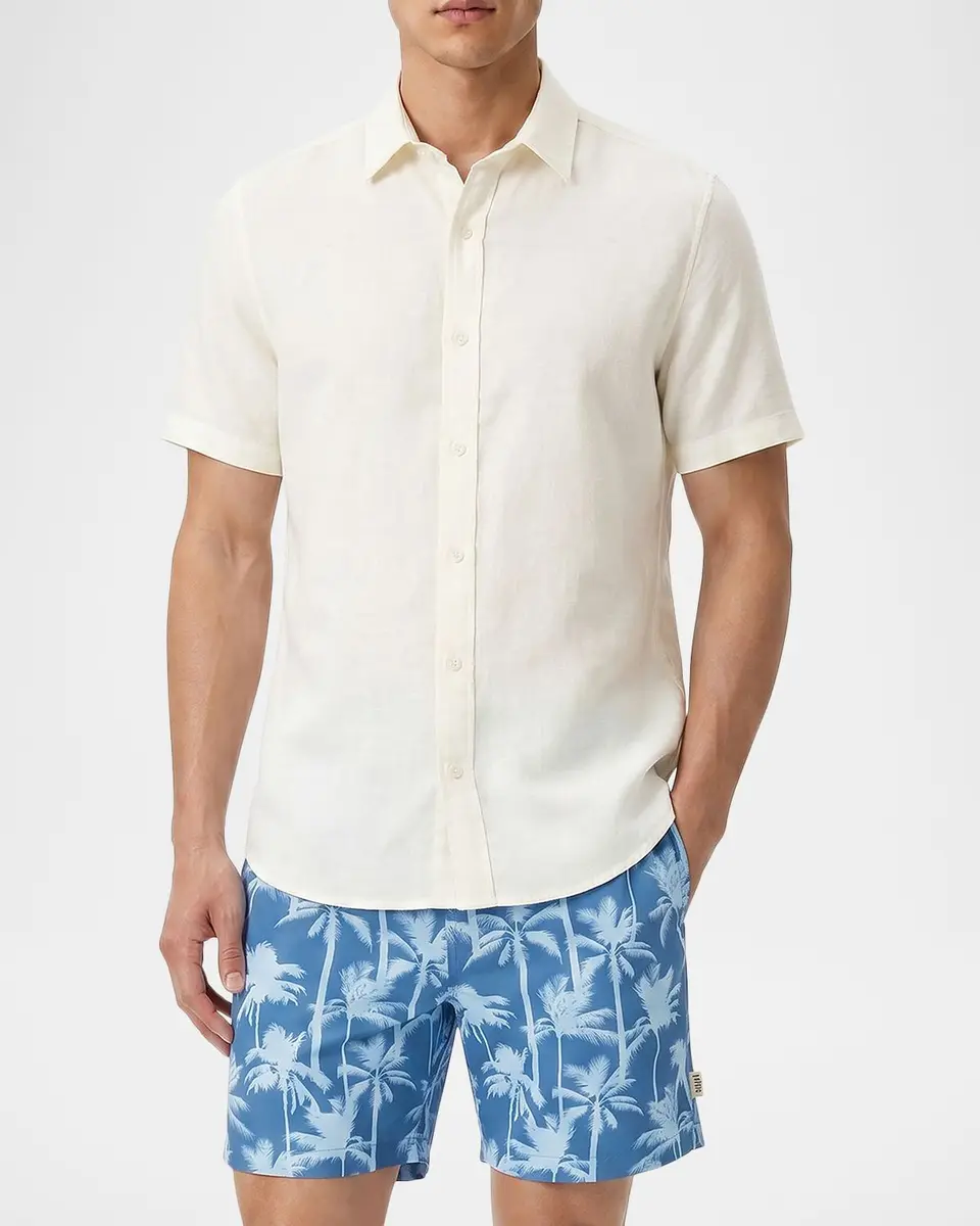 Onia Men's Stretch Linen Short-Sleeve Shirt | Thumbnail 2 Onia Men's Stretch Linen Short-Sleeve Shirt | Thumbnail 2