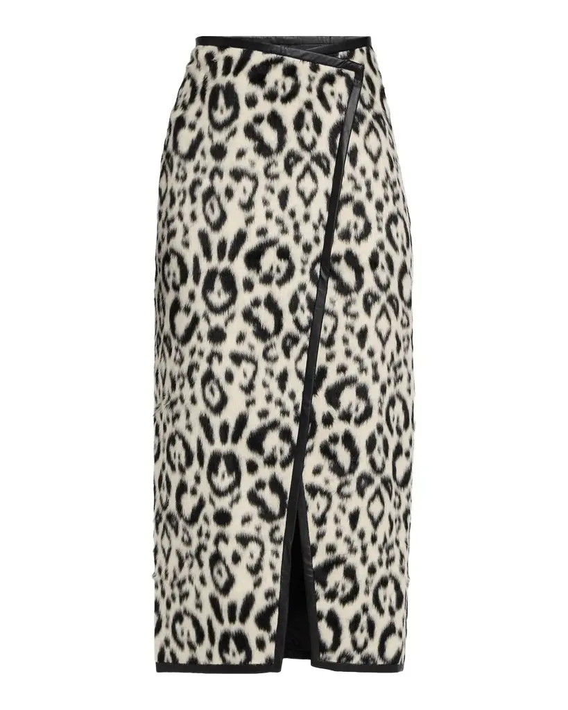 Toccin Leia Leopard Faux Fur Wrap Skirt
