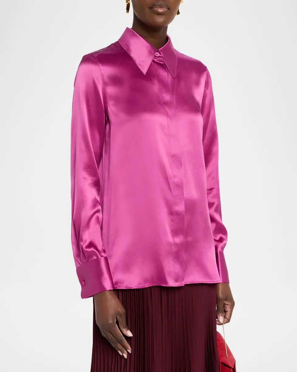Lafayette 148 New York Spread-Collar Silk Charmeuse Blouse | Thumbnail 4 Lafayette 148 New York Spread-Collar Silk Charmeuse Blouse | Thumbnail 4