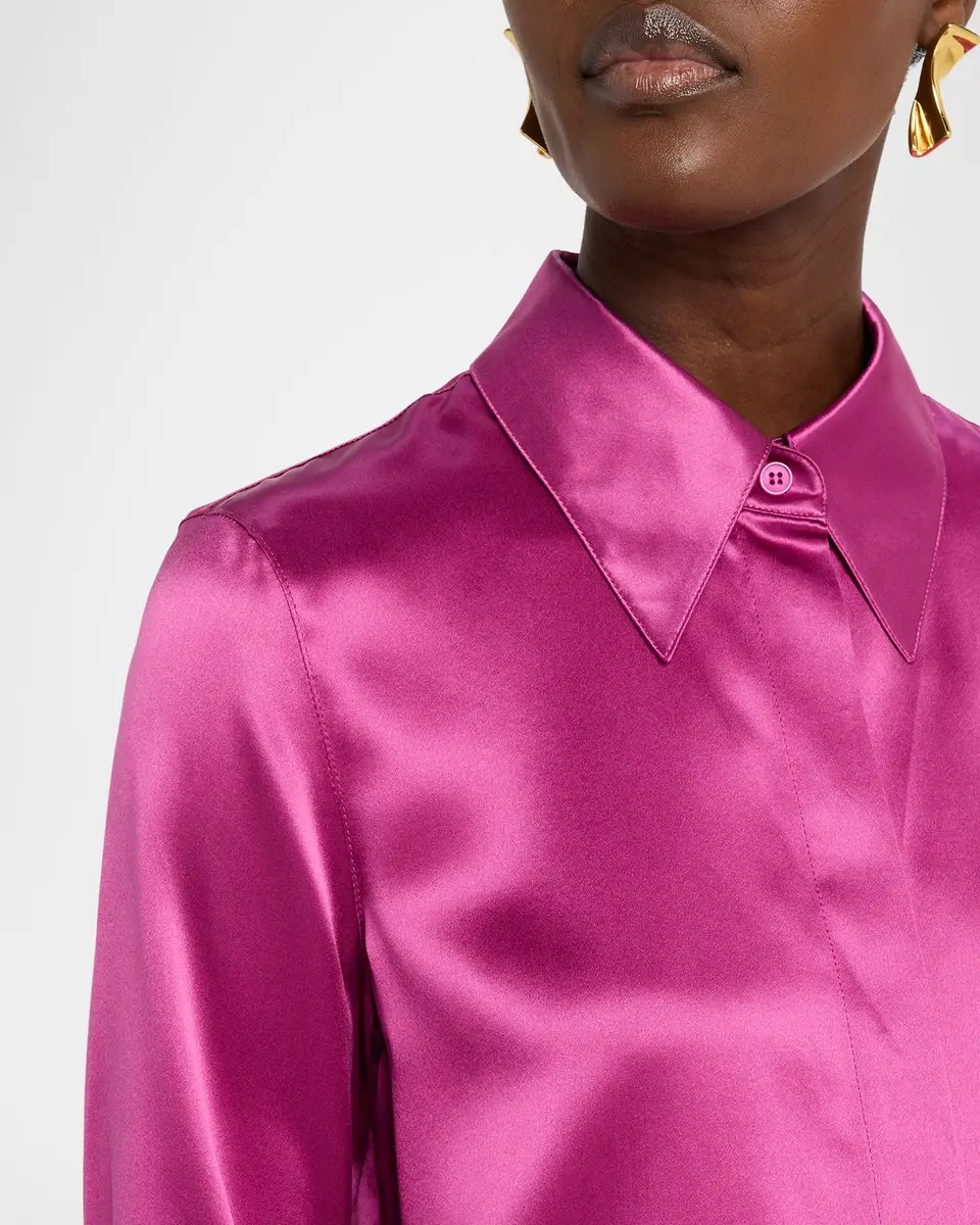 Lafayette 148 New York Spread-Collar Silk Charmeuse Blouse | Thumbnail 5 Lafayette 148 New York Spread-Collar Silk Charmeuse Blouse | Thumbnail 5