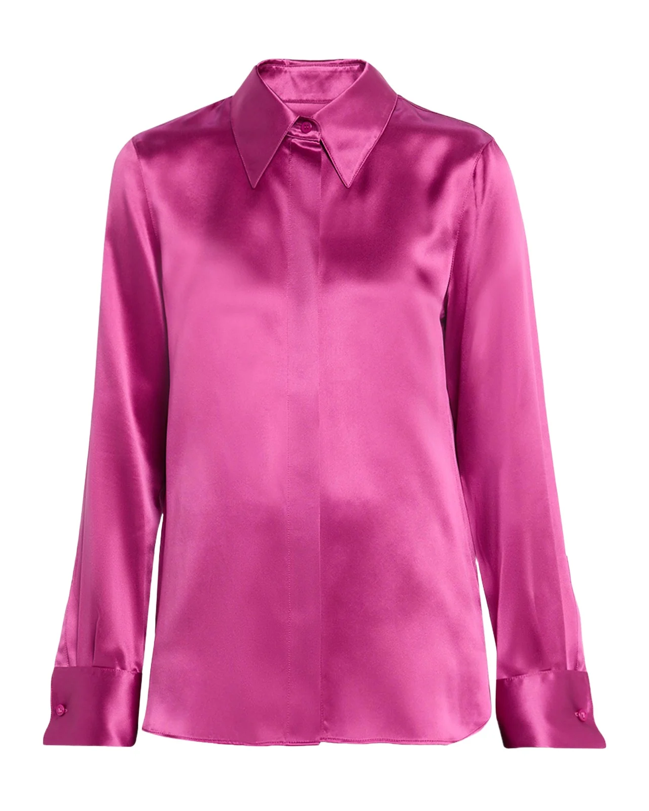 Lafayette 148 New York Spread-Collar Silk Charmeuse Blouse