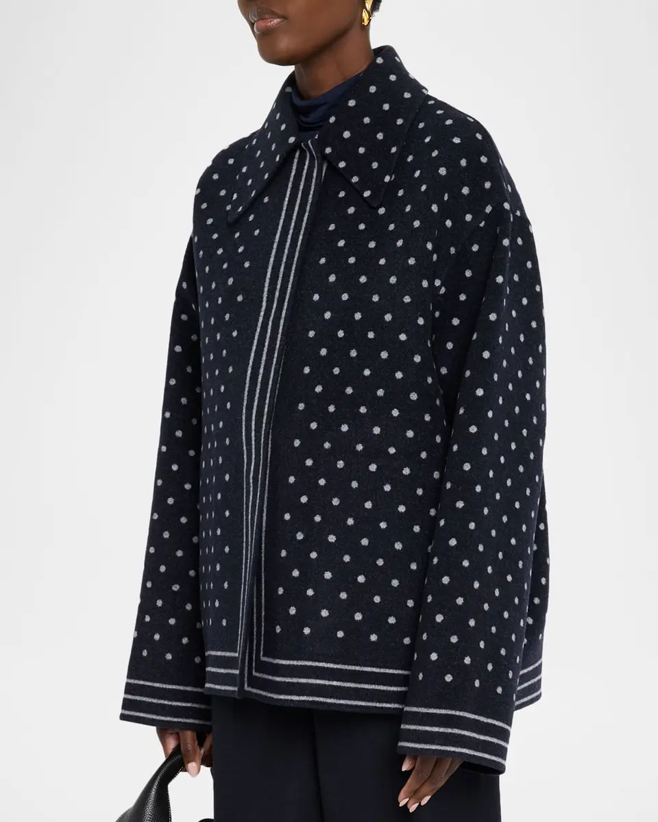 Lafayette 148 New York Oversized Reversible Polka Dot Wool Coat | Thumbnail 4 Lafayette 148 New York Oversized Reversible Polka Dot Wool Coat | Thumbnail 4