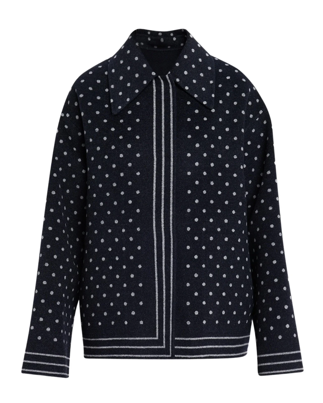 Oversized Reversible Polka Dot Wool Coat