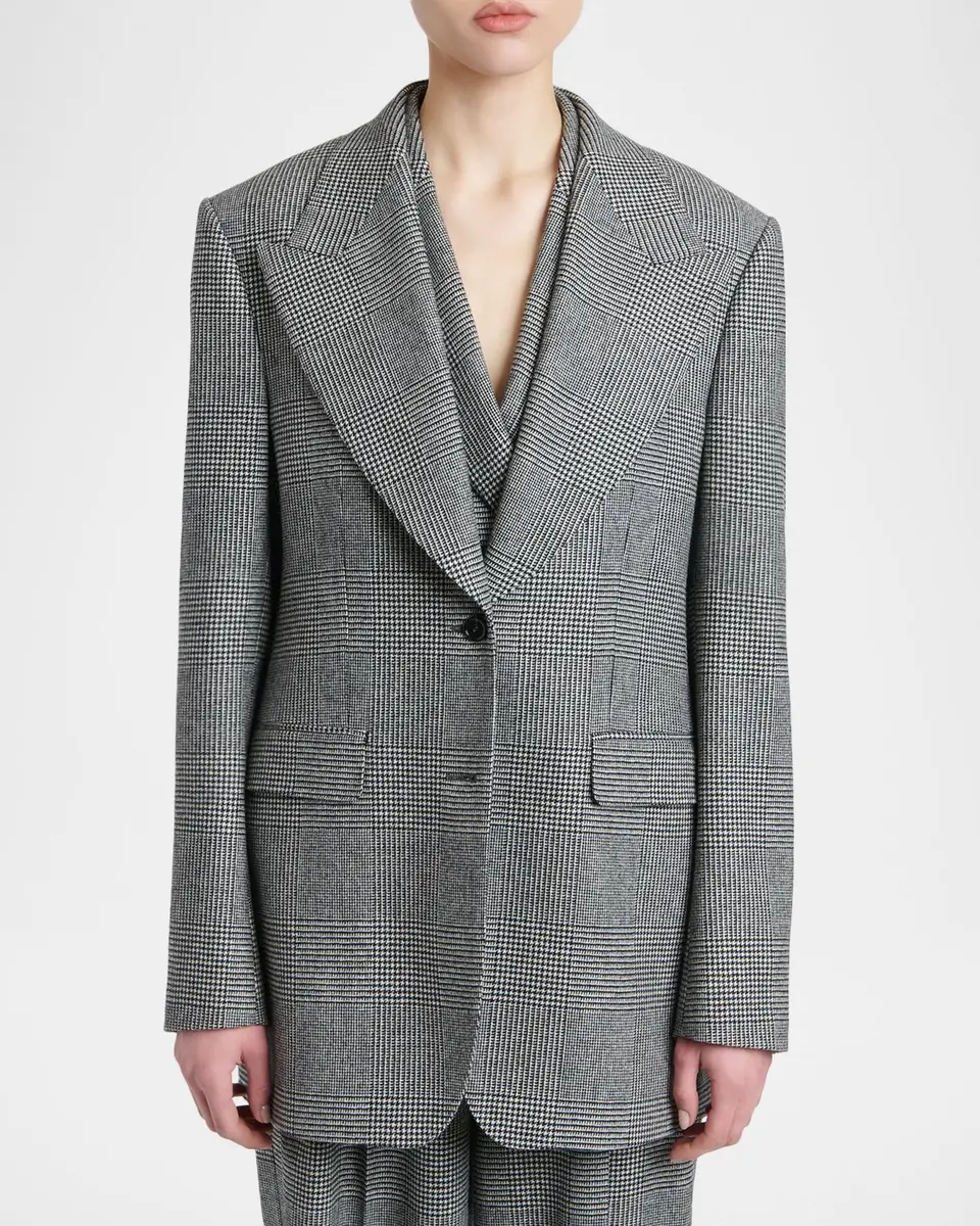 Dolce & Gabbana Glen Plaid Cashmere-Wool Single-Breasted Jacket | Thumbnail 4
