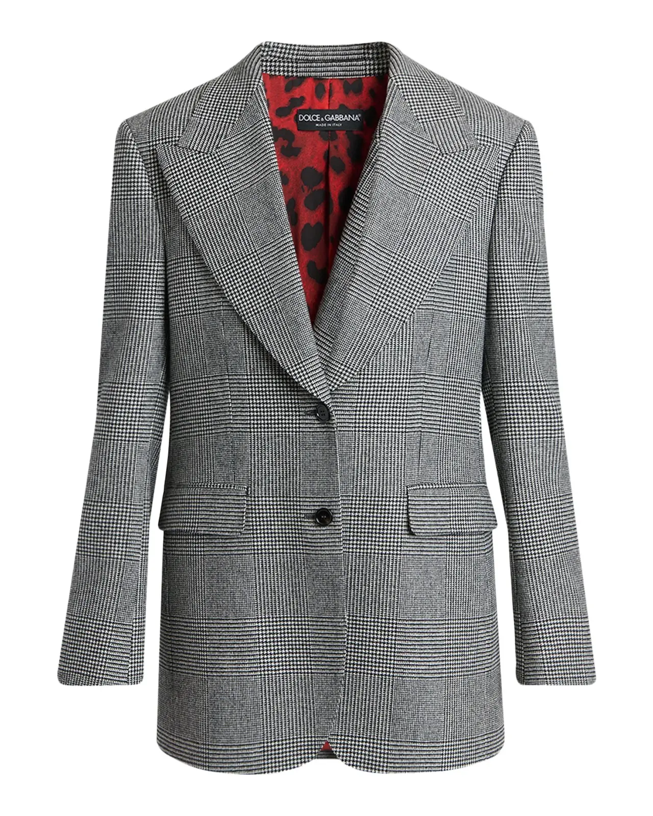 Dolce & Gabbana Glen Plaid Cashmere-Wool Single-Breasted Jacket
