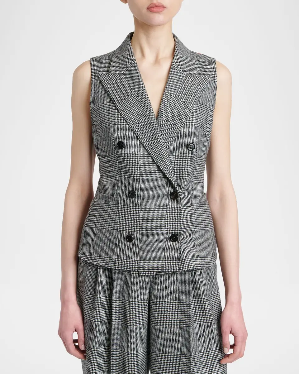 Dolce & Gabbana Glen Plaid Wool-Cashmere Double-Breasted Vest | Thumbnail 4 Dolce & Gabbana Glen Plaid Wool-Cashmere Double-Breasted Vest | Thumbnail 4