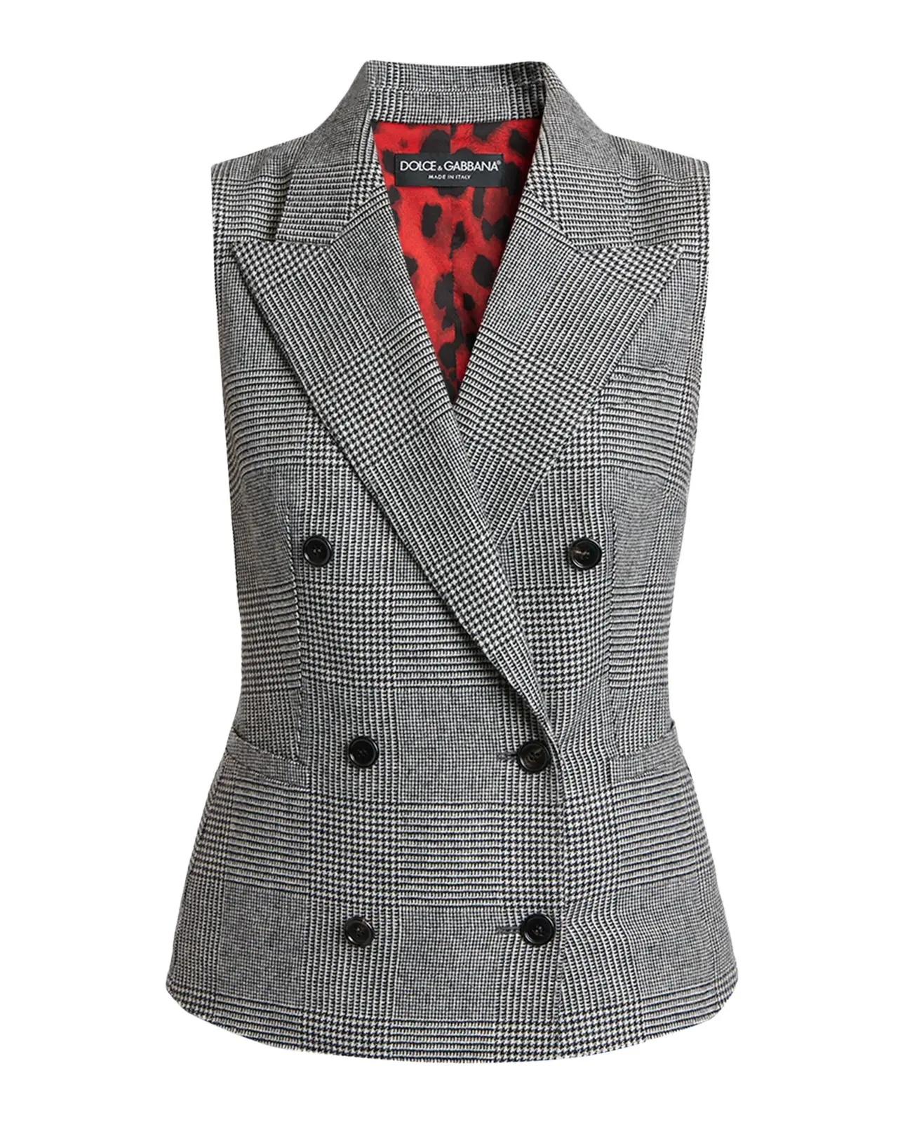 Dolce & Gabbana Glen Plaid Wool-Cashmere Double-Breasted Vest