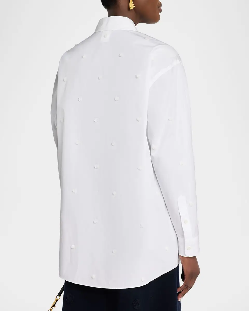Lafayette 148 New York Oversized Embroidered Polka Dot Poplin Shirt | Thumbnail 3 Lafayette 148 New York Oversized Embroidered Polka Dot Poplin Shirt | Thumbnail 3