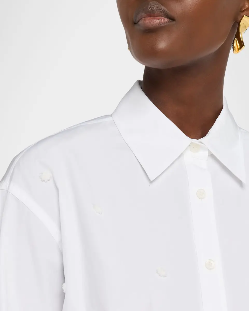 Lafayette 148 New York Oversized Embroidered Polka Dot Poplin Shirt | Thumbnail 5 Lafayette 148 New York Oversized Embroidered Polka Dot Poplin Shirt | Thumbnail 5