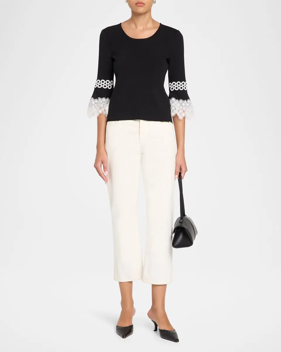Misook Lace Applique Bell-Sleeve Knit Top | Thumbnail 2 Misook Lace Applique Bell-Sleeve Knit Top | Thumbnail 2