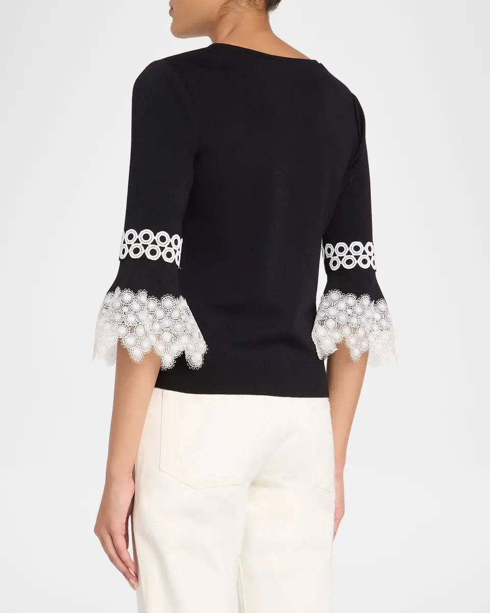Misook Lace Applique Bell-Sleeve Knit Top | Thumbnail 3 Misook Lace Applique Bell-Sleeve Knit Top | Thumbnail 3