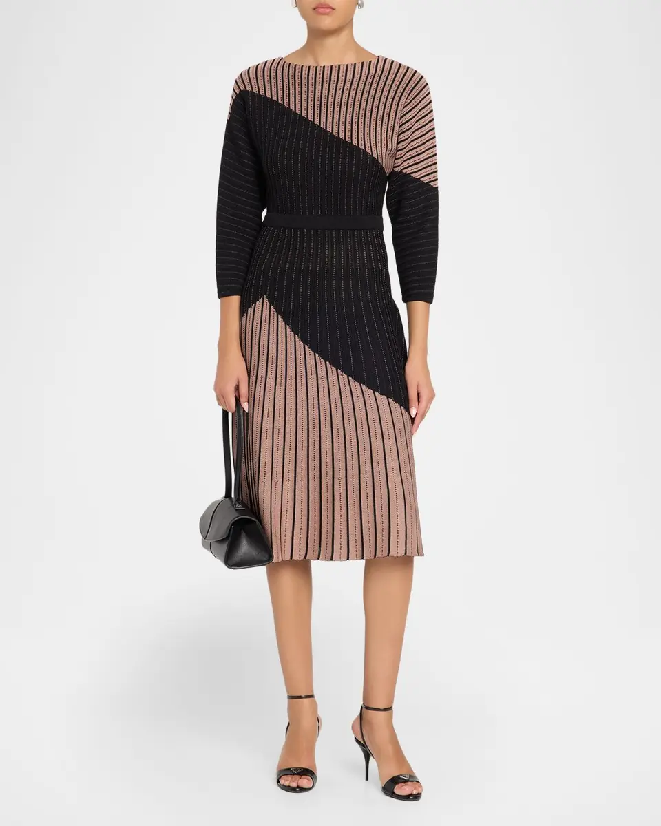 Misook Fit & Flare Dolman-Sleeve Knit Midi Dress | Thumbnail 2 Misook Fit & Flare Dolman-Sleeve Knit Midi Dress | Thumbnail 2