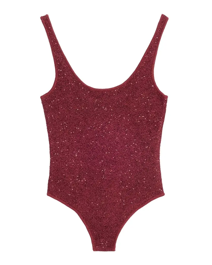 Toccin Sheila Sequined Knit Scoop-Neck Tank Top