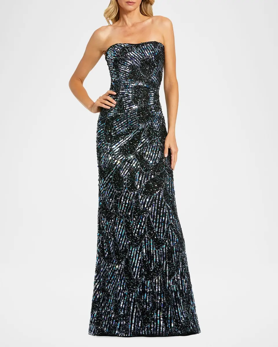 Mac Duggal Strapless Embellished Petal Column Gown | Thumbnail 2 Mac Duggal Strapless Embellished Petal Column Gown | Thumbnail 2