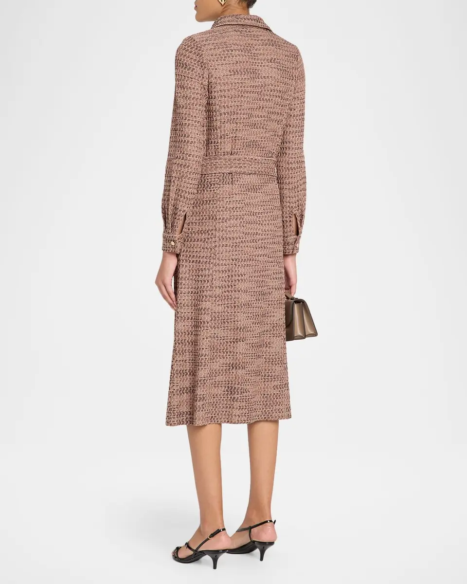 Misook Belted Tweed Knit Midi Shirtdress | Thumbnail 3