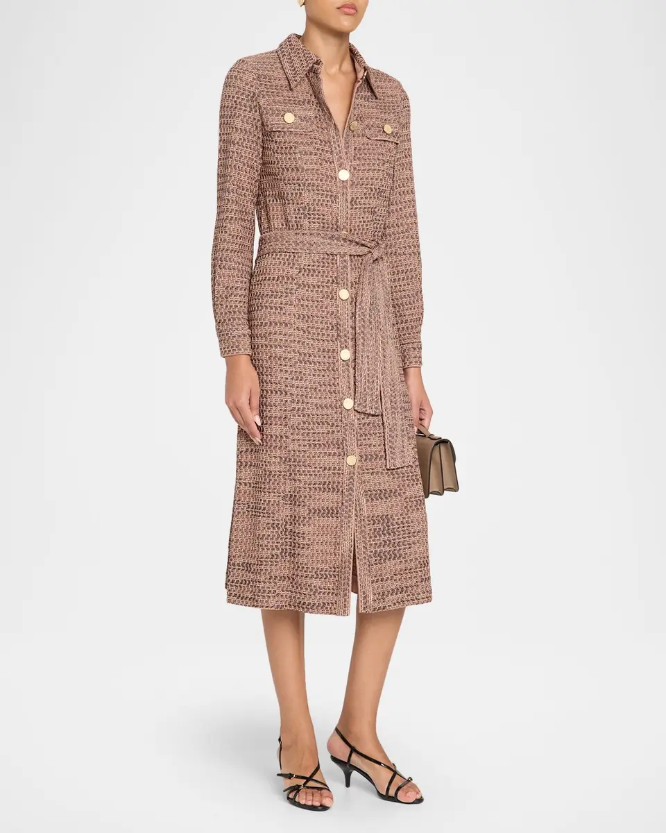 Misook Belted Tweed Knit Midi Shirtdress | Thumbnail 4