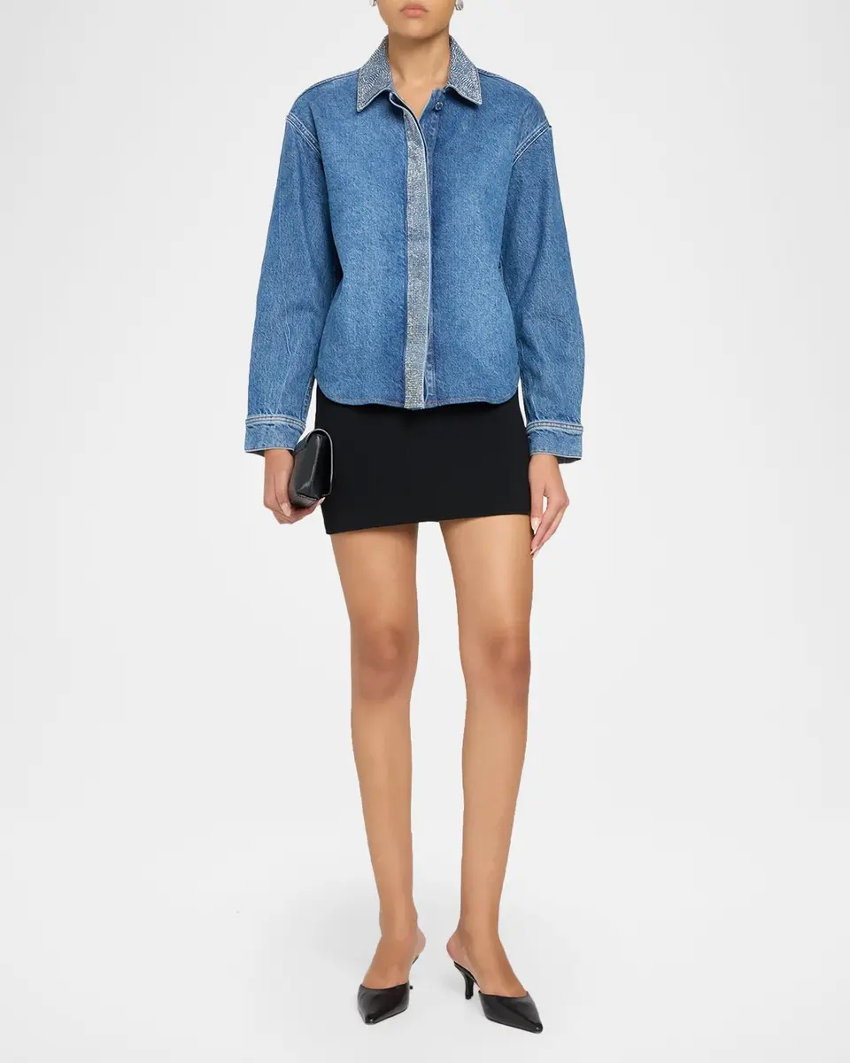 Ramy Brook Alison Rhinestone-Trim Denim Shirt | Thumbnail 2