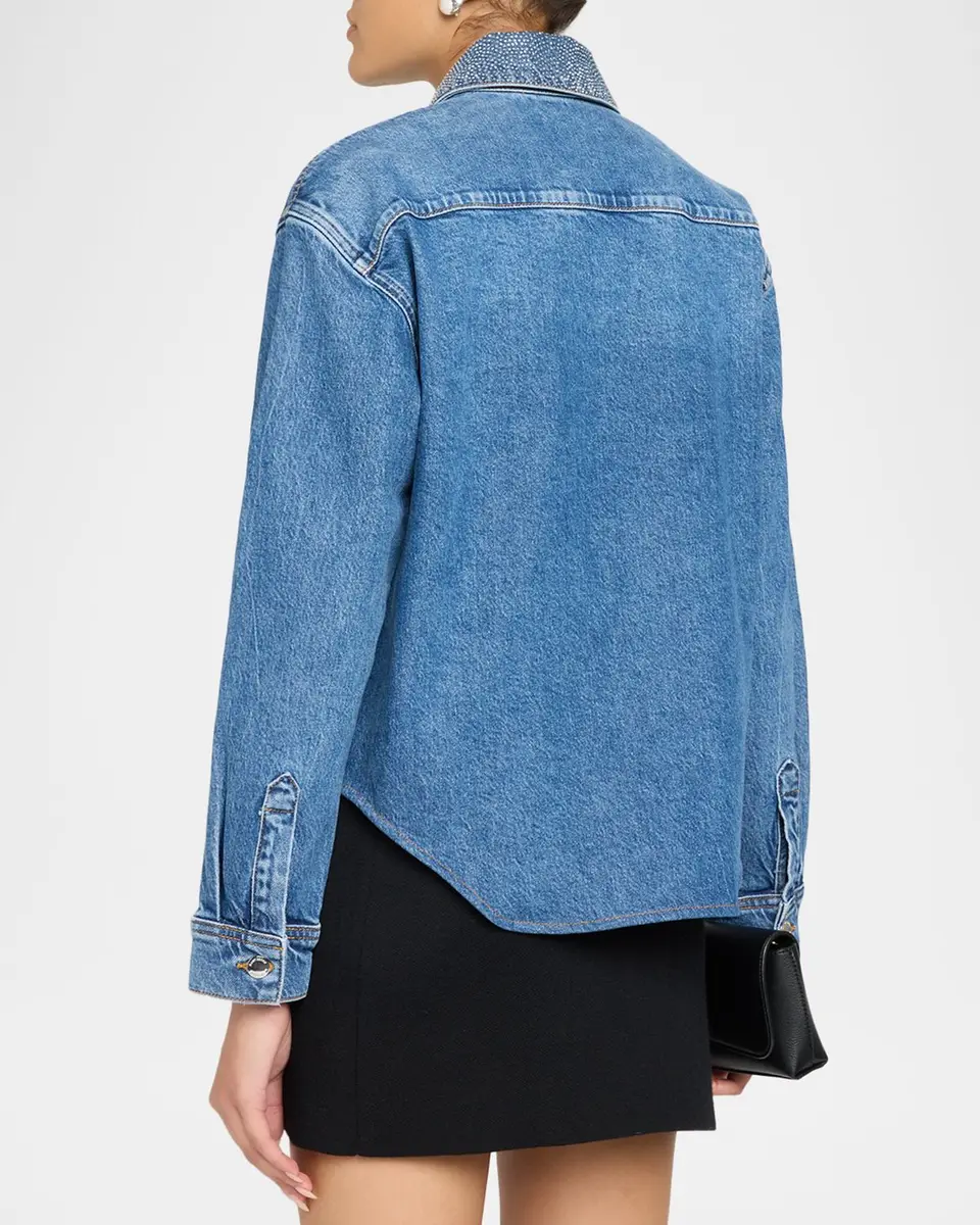 Ramy Brook Alison Rhinestone-Trim Denim Shirt | Thumbnail 3