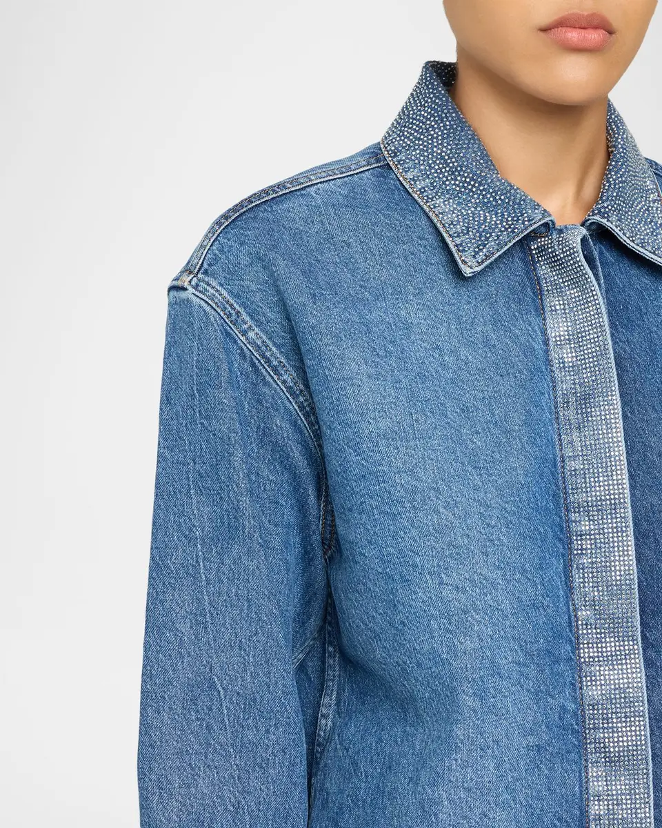 Ramy Brook Alison Rhinestone-Trim Denim Shirt | Thumbnail 5