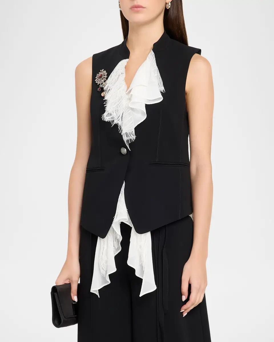 Cinq à Sept Maren Ruffled-Front Vest | Thumbnail 4 Cinq à Sept Maren Ruffled-Front Vest | Thumbnail 4