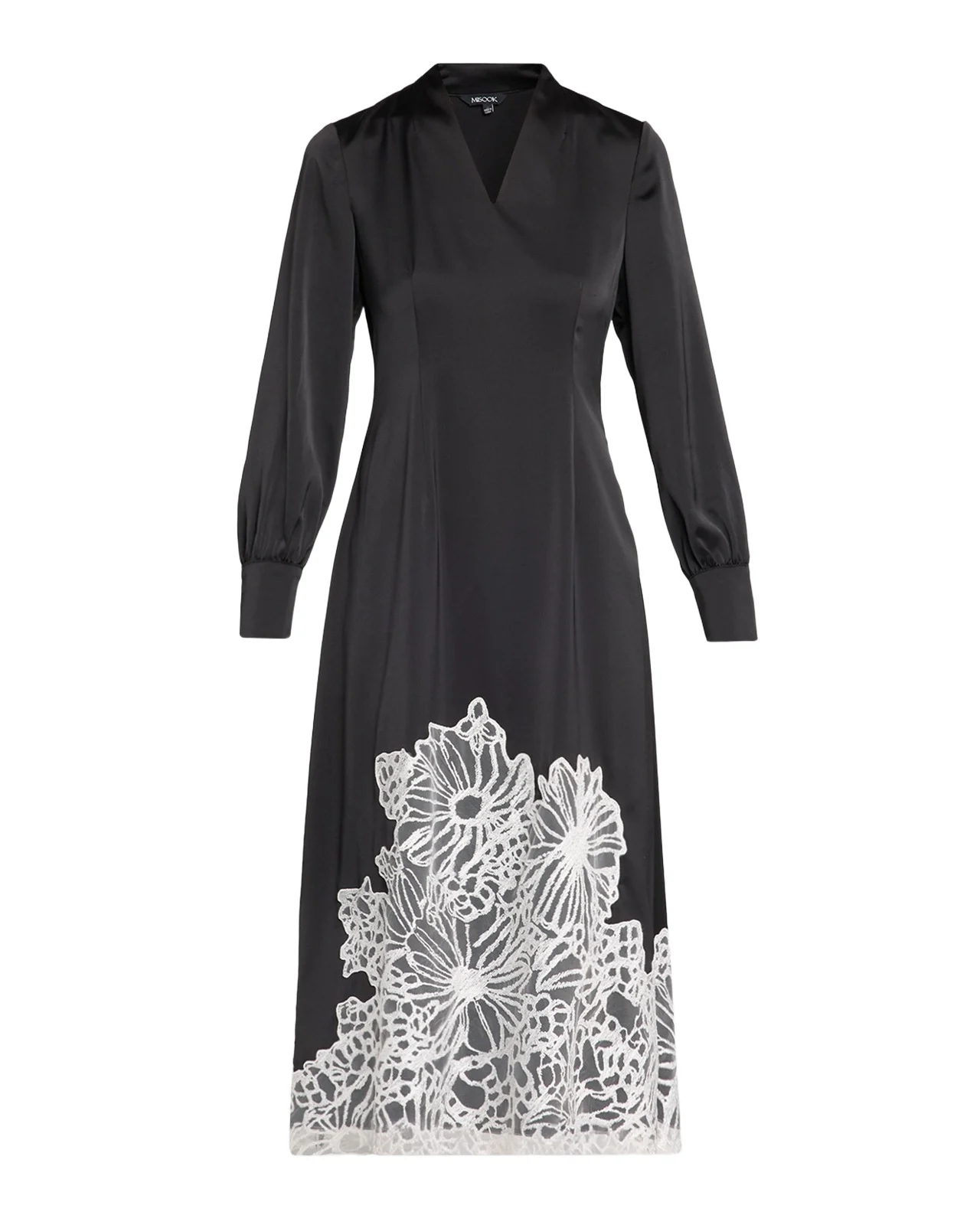 Fit & Flare Lace Crepe de Chine Midi Dress Fit & Flare Lace Crepe de Chine Midi Dress