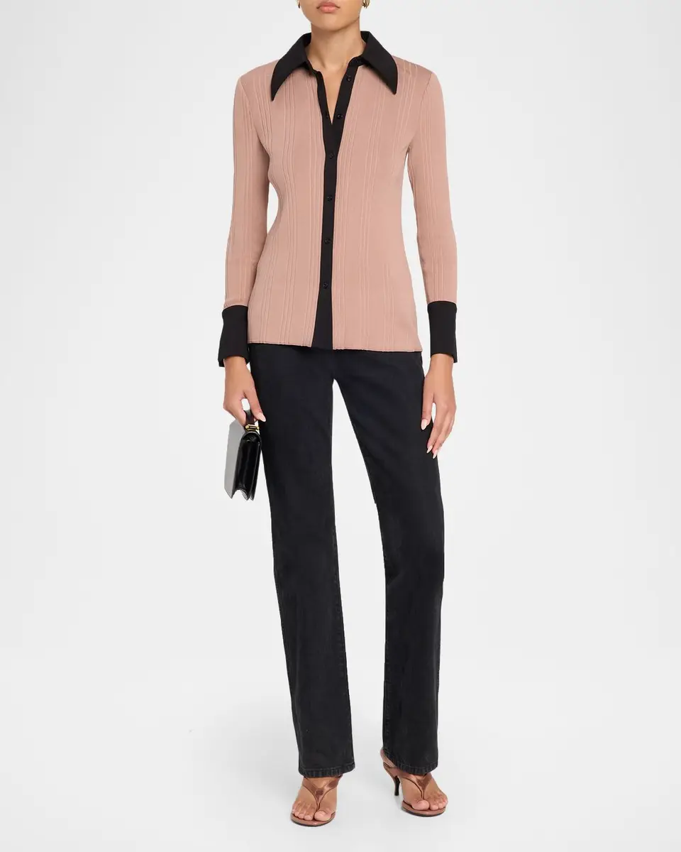 Misook Mixed Media Knit Shirt | Thumbnail 2 Misook Mixed Media Knit Shirt | Thumbnail 2
