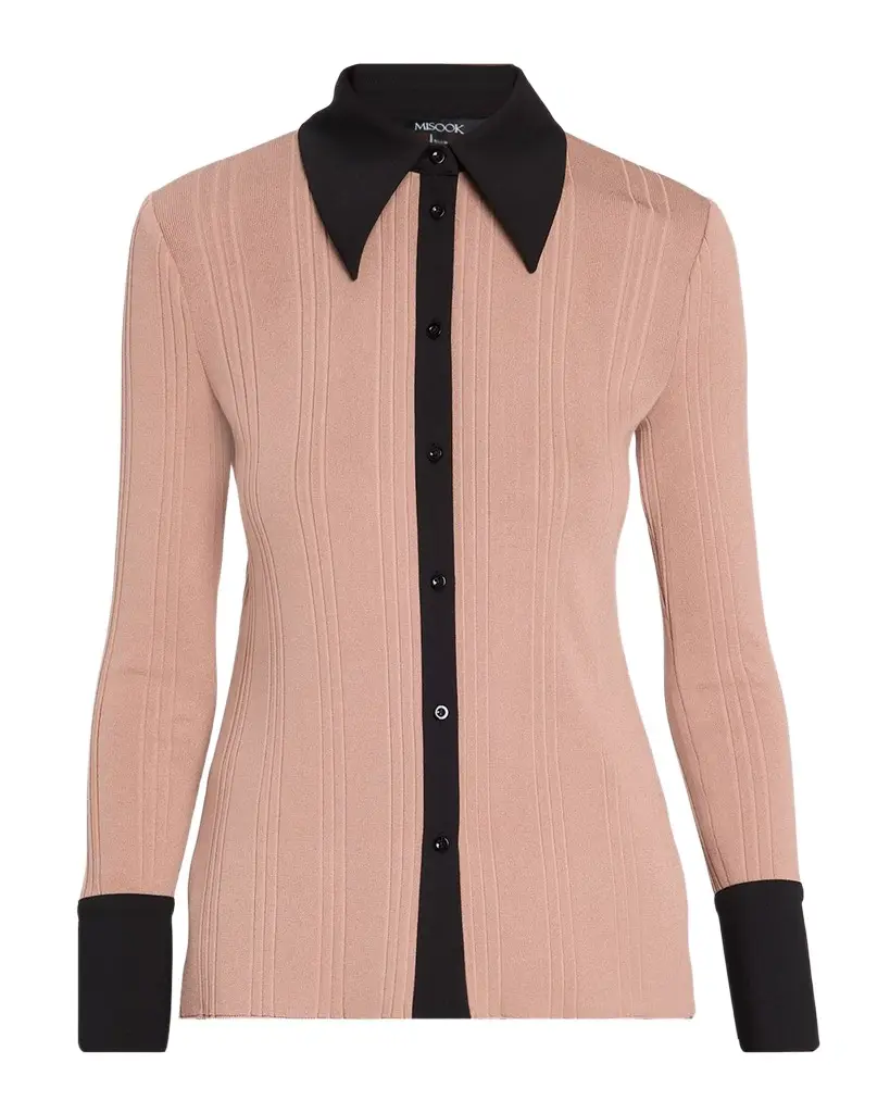 Misook Mixed Media Knit Shirt