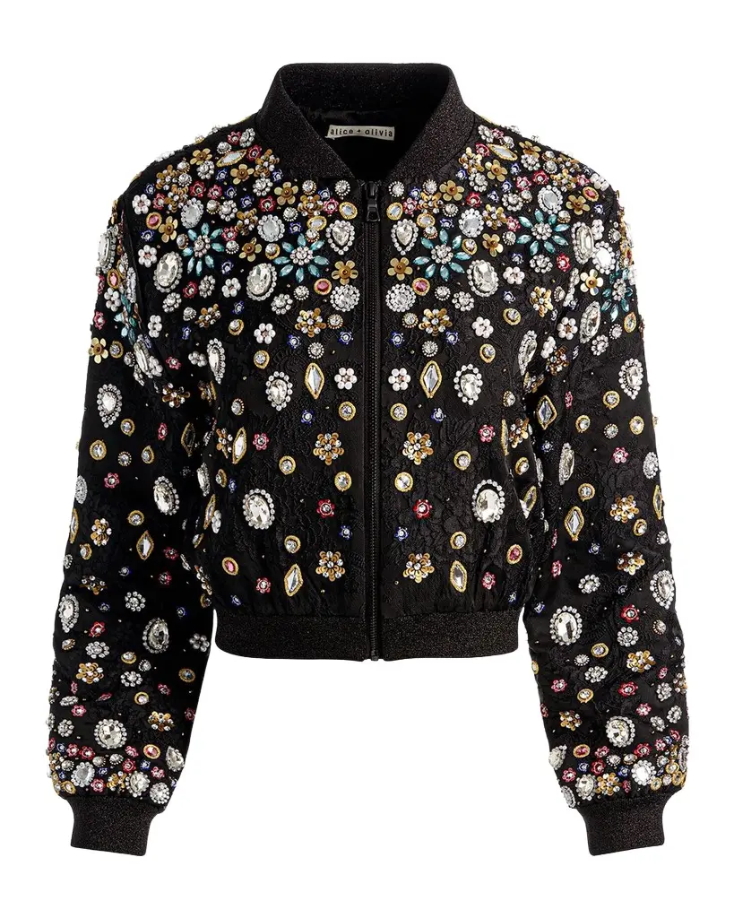 Alice + Olivia Jackie Embellished Cropped Jacket | Image 1 Alice + Olivia Jackie Embellished Cropped Jacket | Image 1