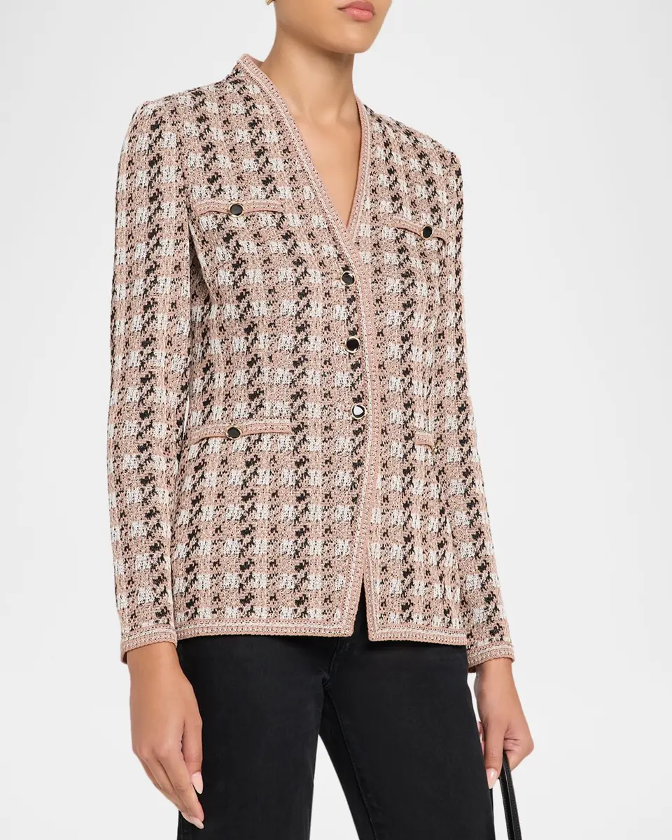 Misook Tailored Houndstooth Tweed Knit Jacket | Thumbnail 4 Misook Tailored Houndstooth Tweed Knit Jacket | Thumbnail 4