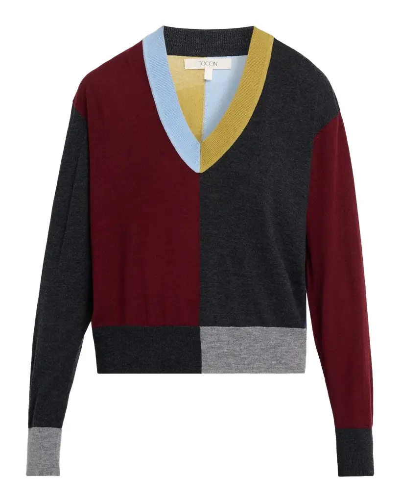 Toccin Sia Colorblock V-Neck Sweater