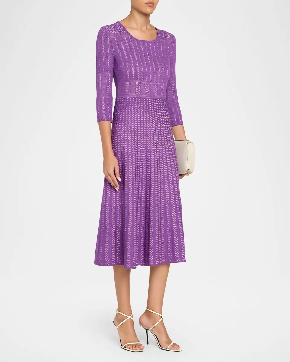Misook Fit & Flare Multi-Stitch Knit Midi Dress | Thumbnail 4