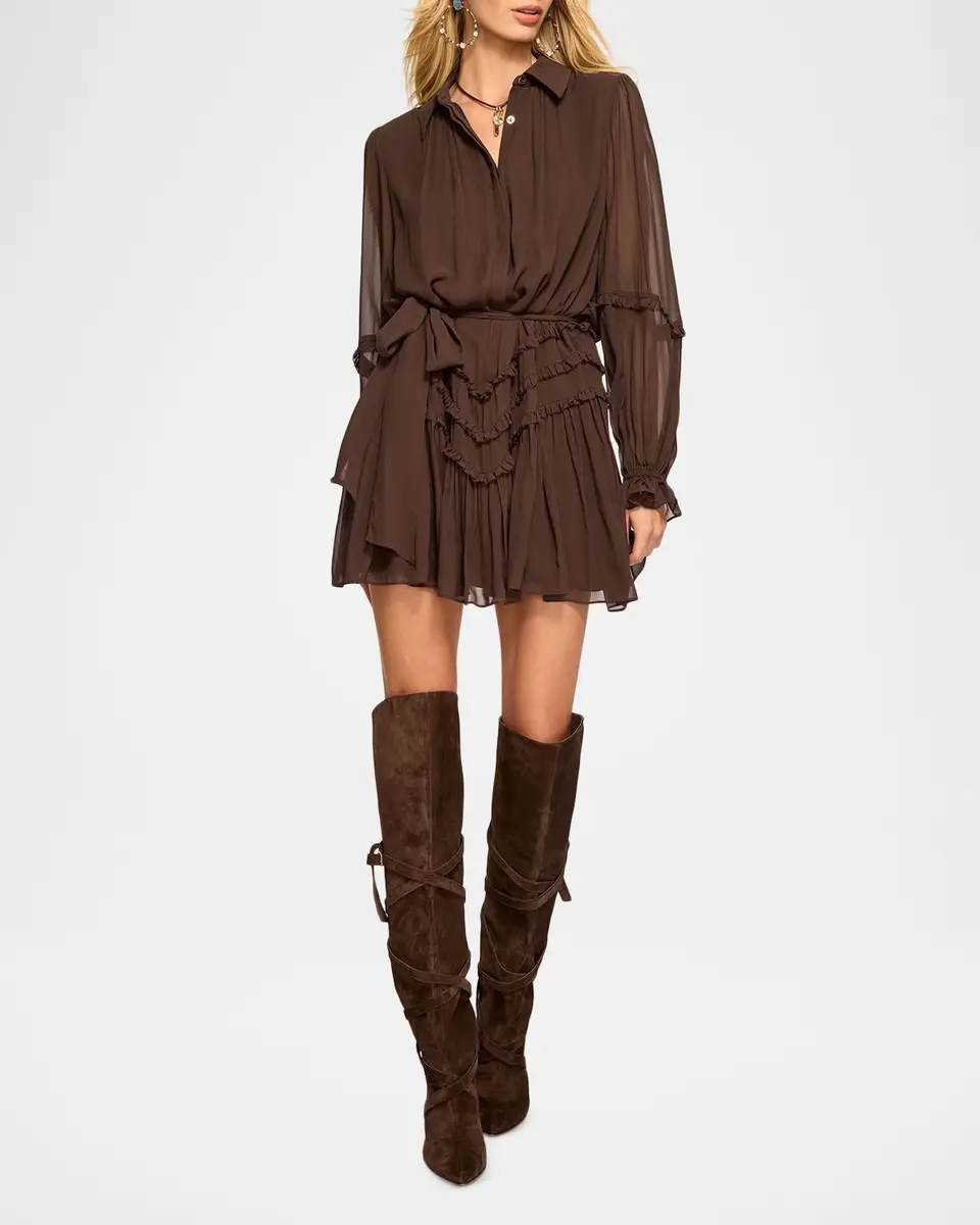 Ramy Brook Maya Ruffle-Trim Silk Mini Dress | Thumbnail 2 Ramy Brook Maya Ruffle-Trim Silk Mini Dress | Thumbnail 2