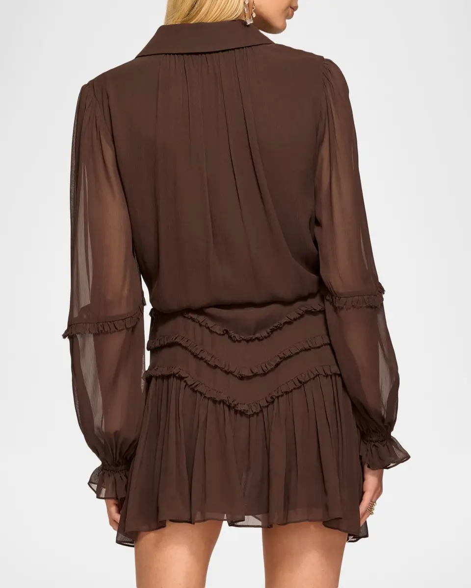Ramy Brook Maya Ruffle-Trim Silk Mini Dress | Thumbnail 3 Ramy Brook Maya Ruffle-Trim Silk Mini Dress | Thumbnail 3