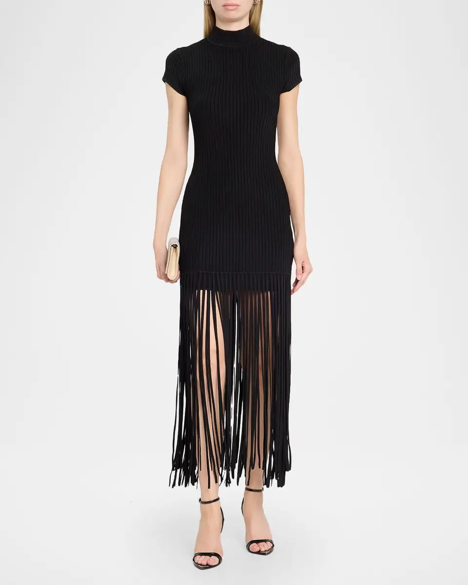 Toccin Jada Mock-Neck Fringe Dress | Thumbnail 2 Toccin Jada Mock-Neck Fringe Dress | Thumbnail 2