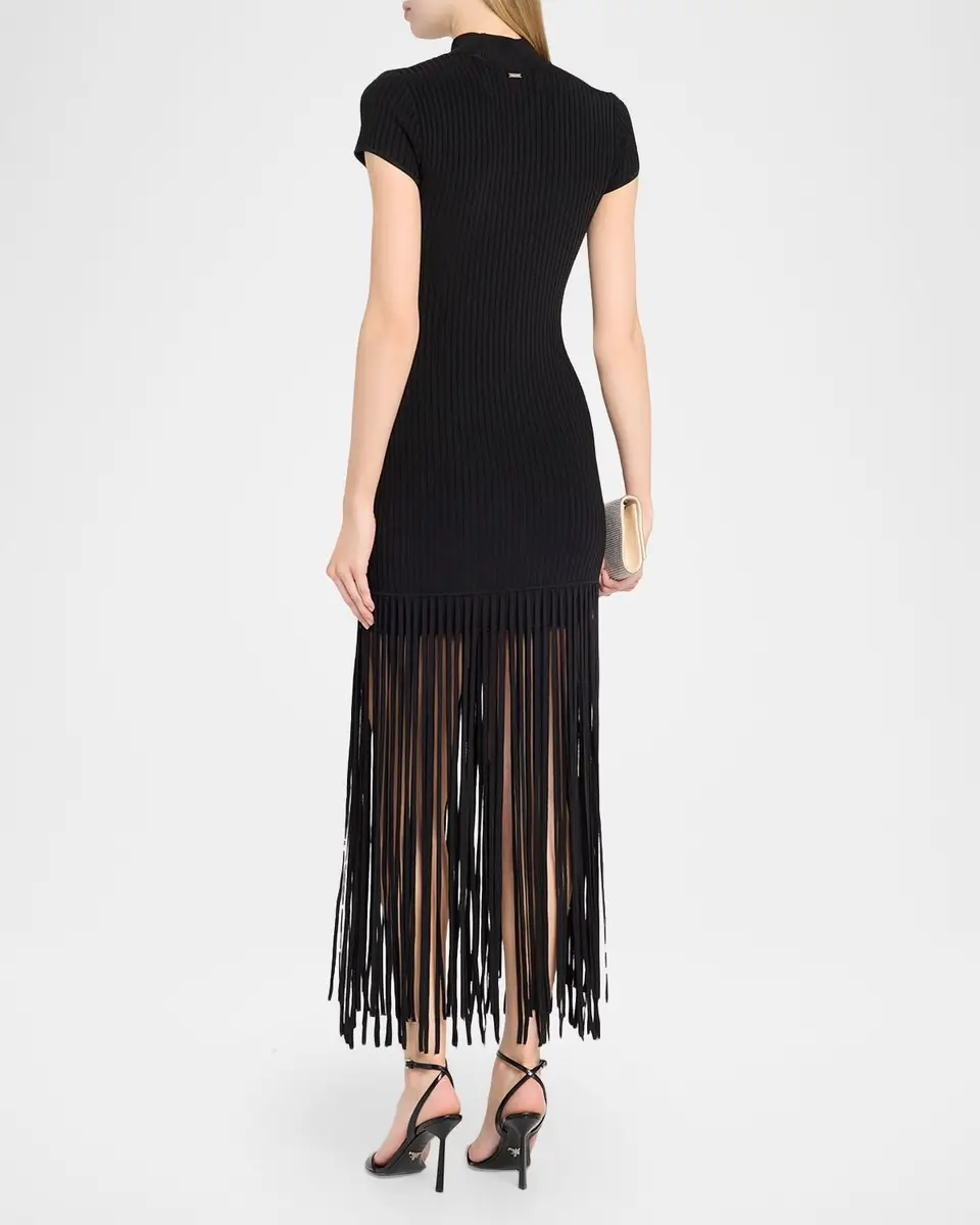 Toccin Jada Mock-Neck Fringe Dress | Thumbnail 3 Toccin Jada Mock-Neck Fringe Dress | Thumbnail 3