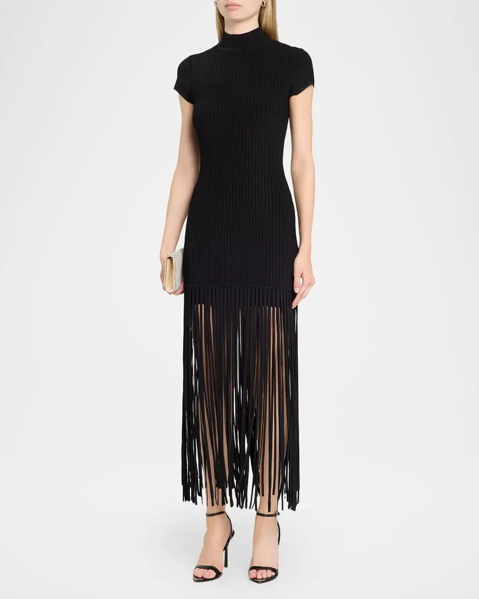 Toccin Jada Mock-Neck Fringe Dress | Thumbnail 4 Toccin Jada Mock-Neck Fringe Dress | Thumbnail 4