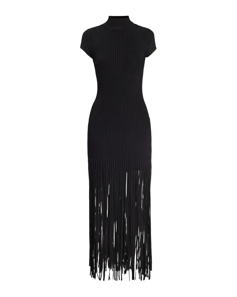 Toccin Jada Mock-Neck Fringe Dress
