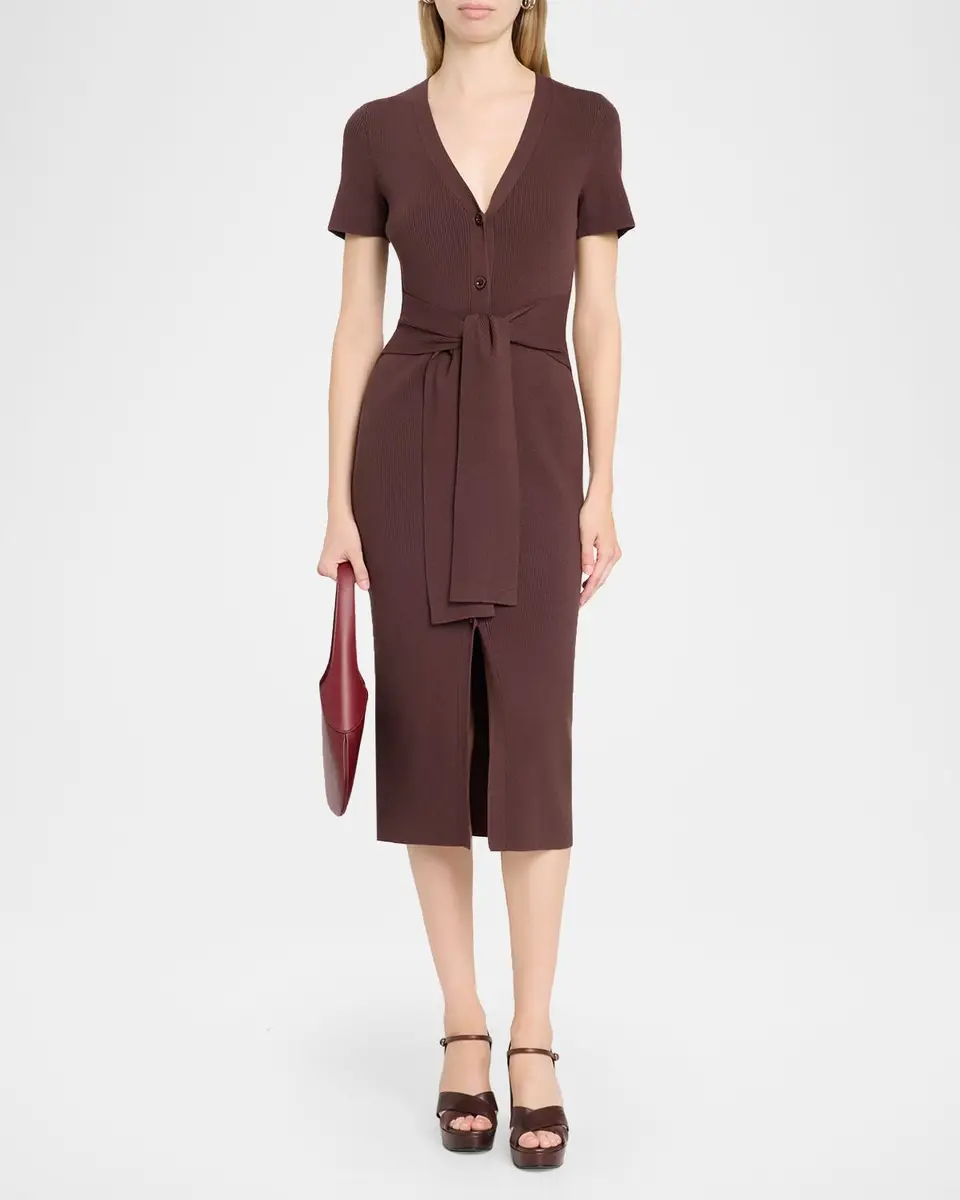 Toccin Agnes Ribbed Short-Sleeve Midi Dress | Thumbnail 2 Toccin Agnes Ribbed Short-Sleeve Midi Dress | Thumbnail 2