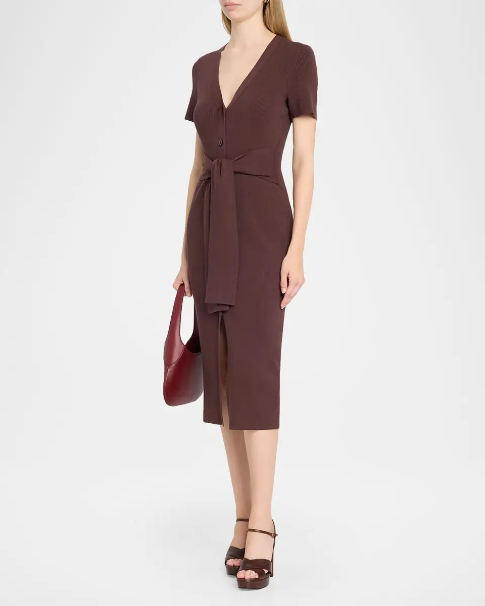 Toccin Agnes Ribbed Short-Sleeve Midi Dress | Thumbnail 4 Toccin Agnes Ribbed Short-Sleeve Midi Dress | Thumbnail 4