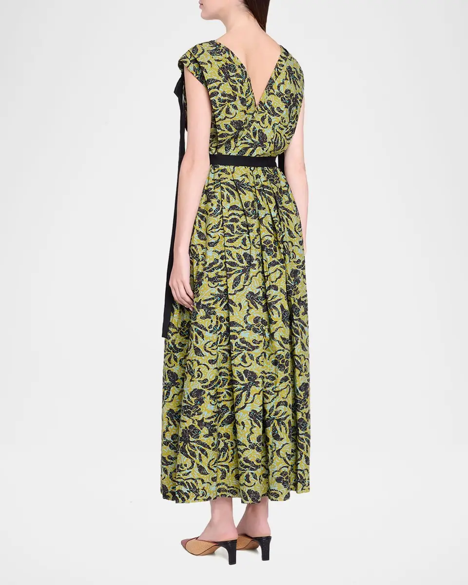 Ulla Johnson Karina Sleeveless Floral Cotton Bow Midi Dress | Thumbnail 3