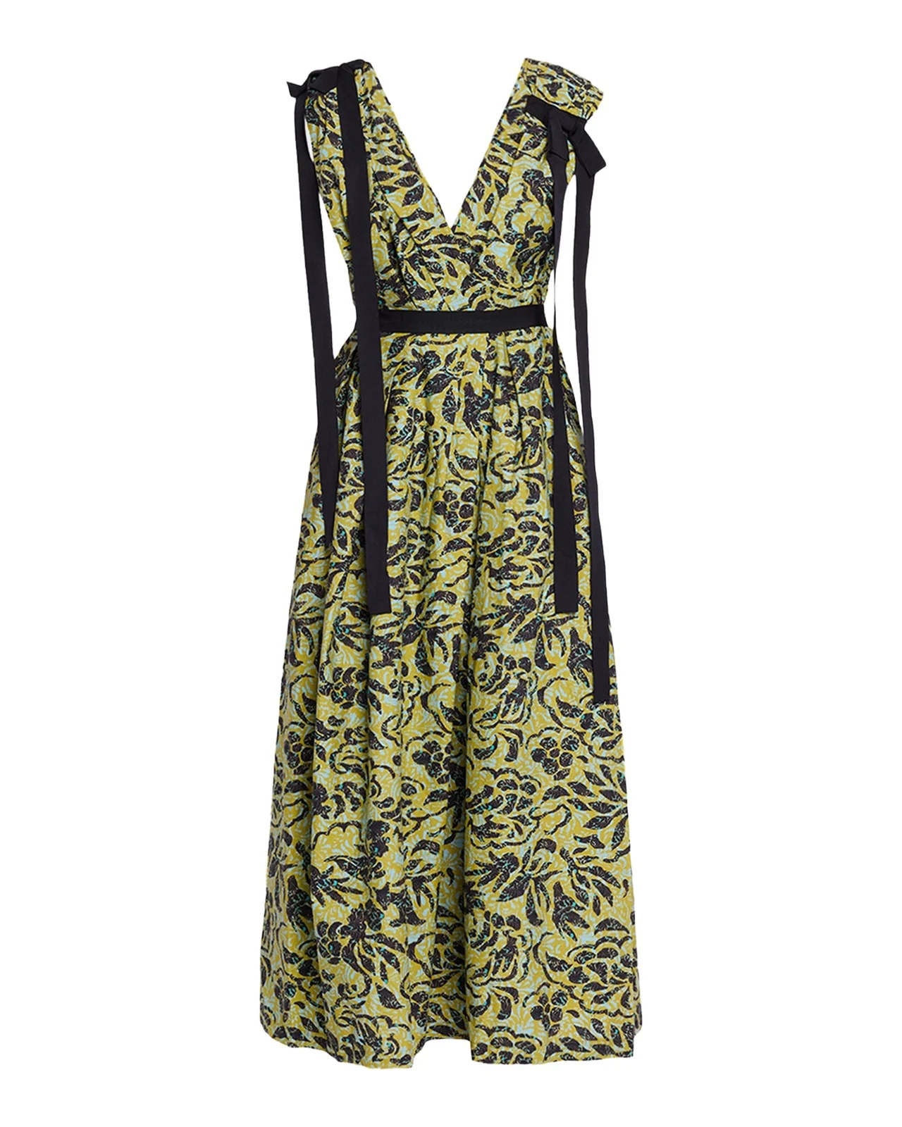 Karina Sleeveless Floral Cotton Bow Midi Dress Karina Sleeveless Floral Cotton Bow Midi Dress