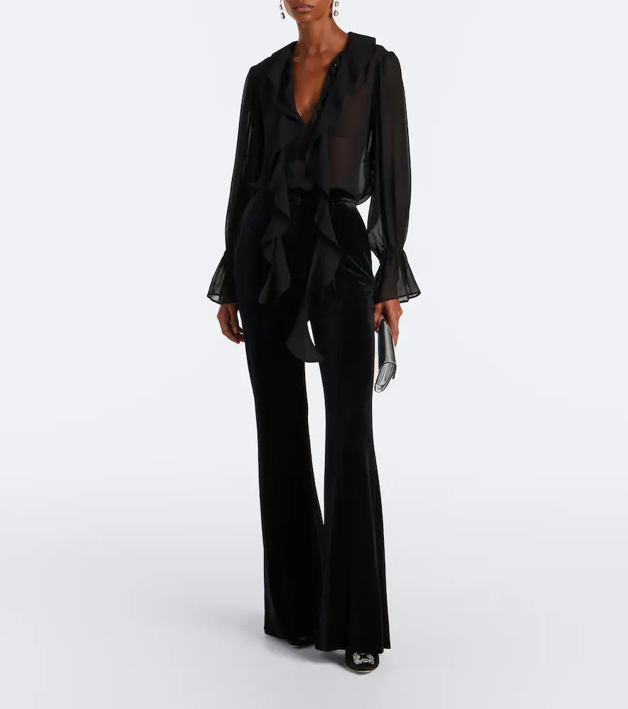 Elie Saab Velvet flared pants | Thumbnail 3 Elie Saab Velvet flared pants | Thumbnail 3