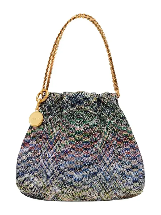 Mini knitted top-handle bag