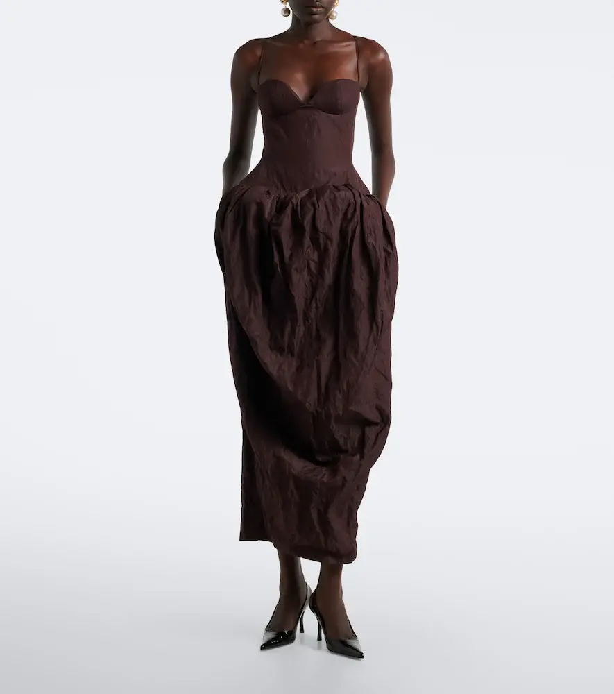 Magda Butrym Gathered cotton-blend bustier dress | Thumbnail 2