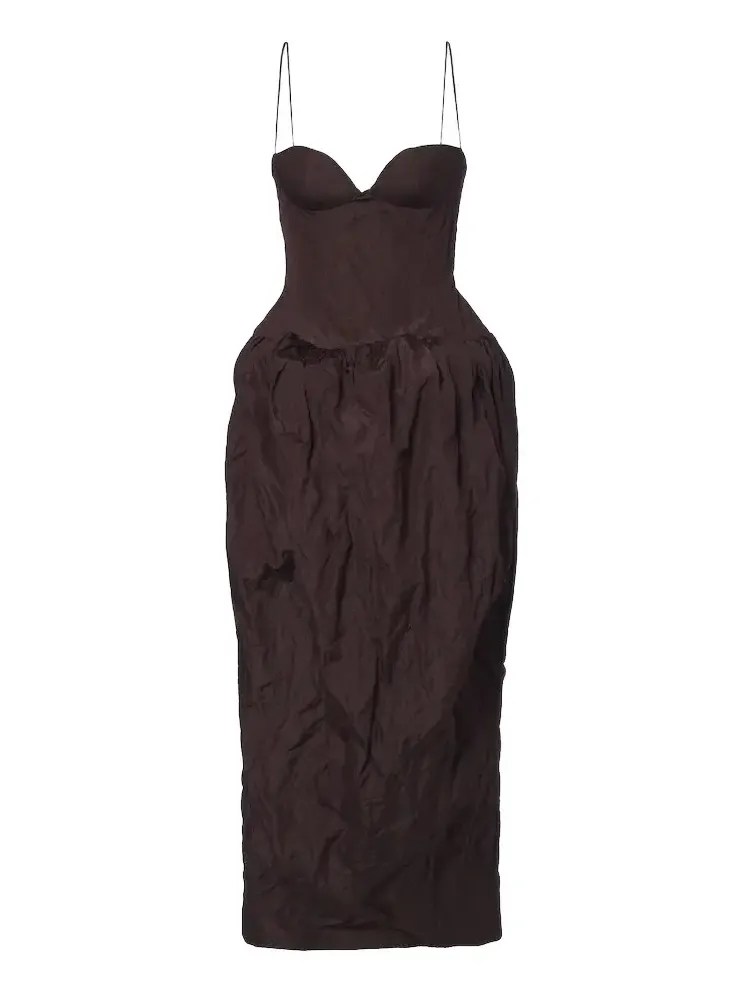 Gathered cotton-blend bustier dress Gathered cotton-blend bustier dress