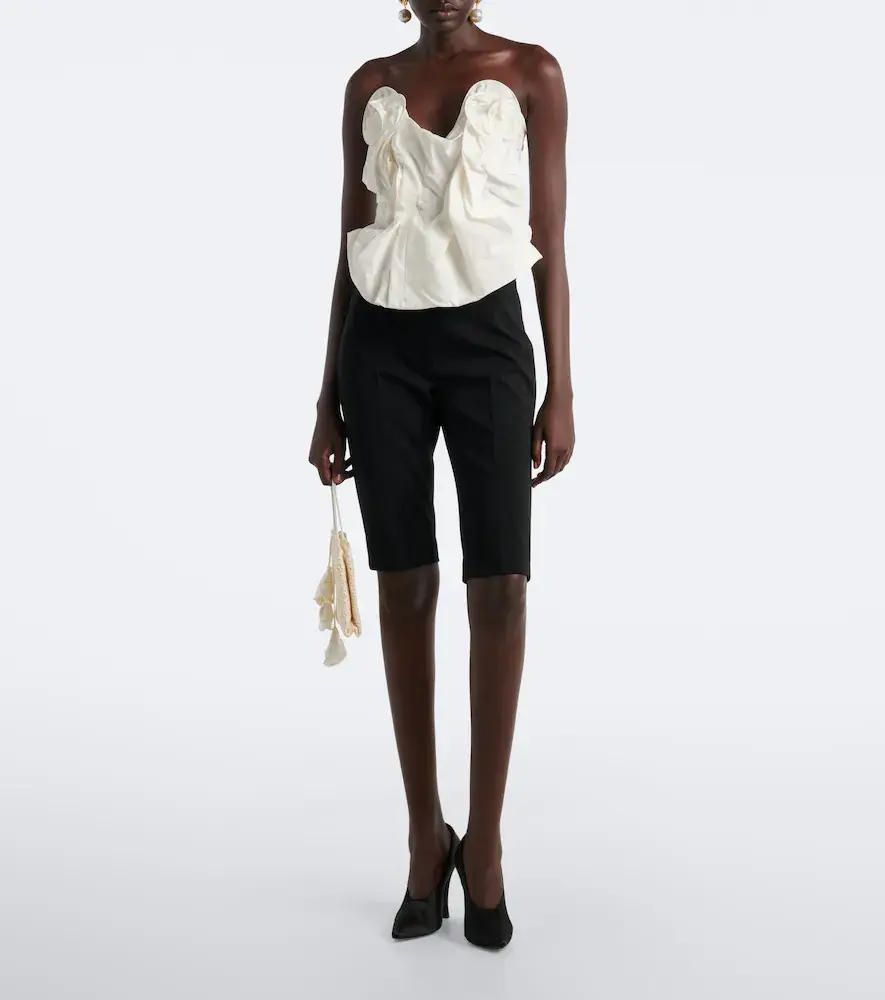 Magda Butrym Draped cotton and silk bustier top | Thumbnail 2
