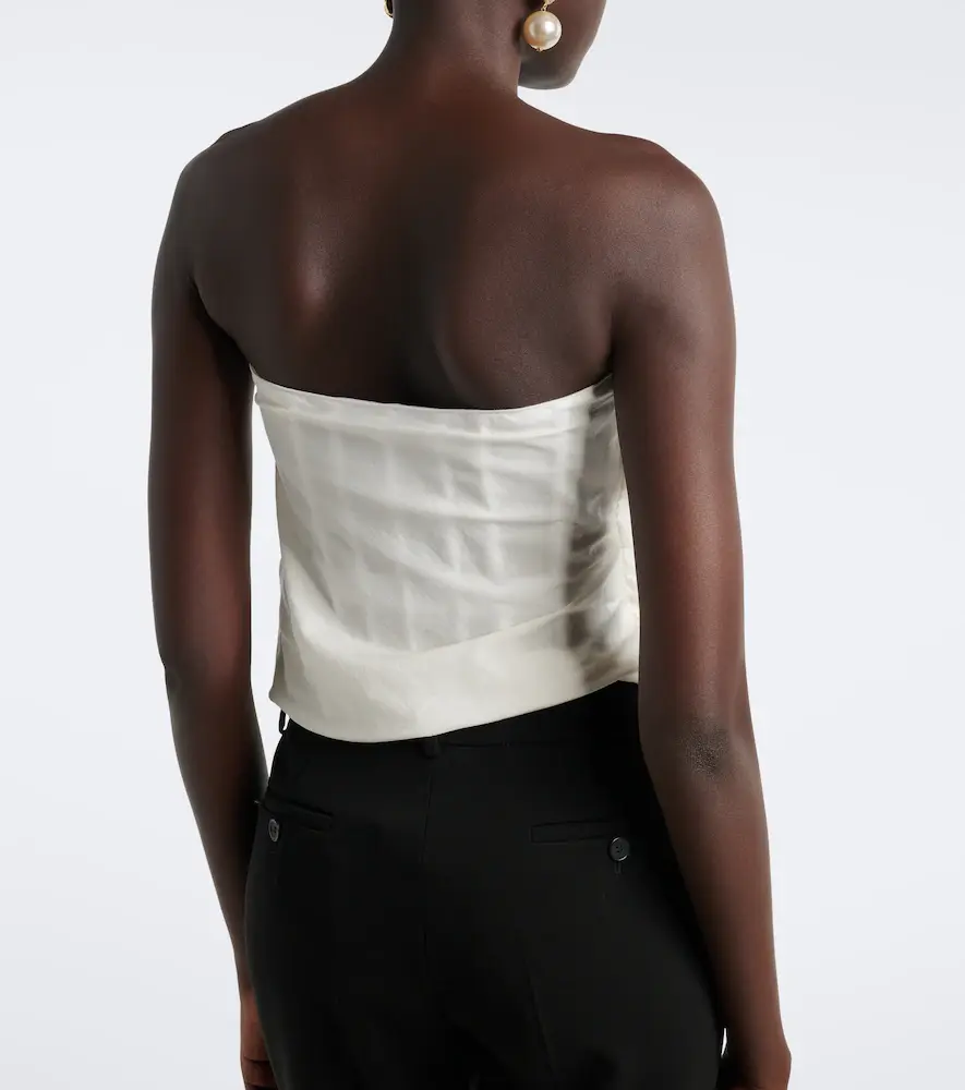 Magda Butrym Draped cotton and silk bustier top | Thumbnail 3